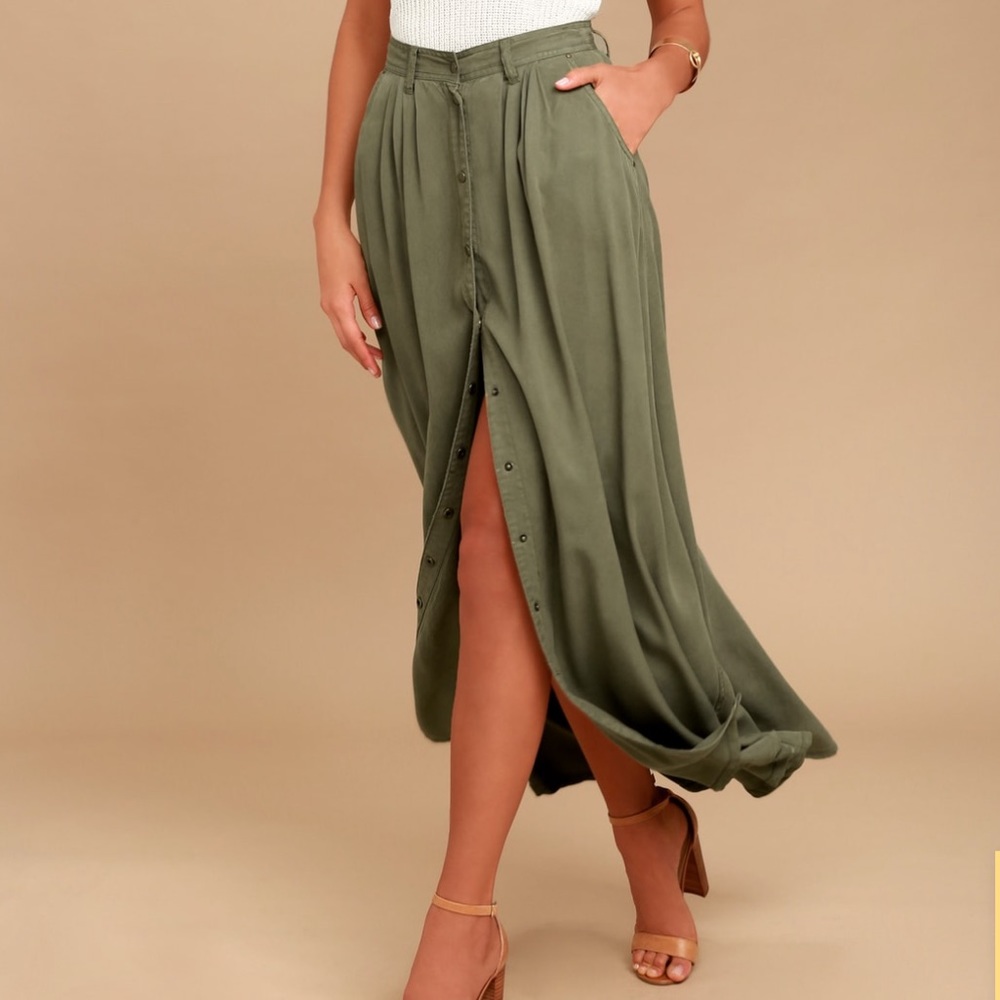 NWT My Squad Olive Green Maxi Skirt
